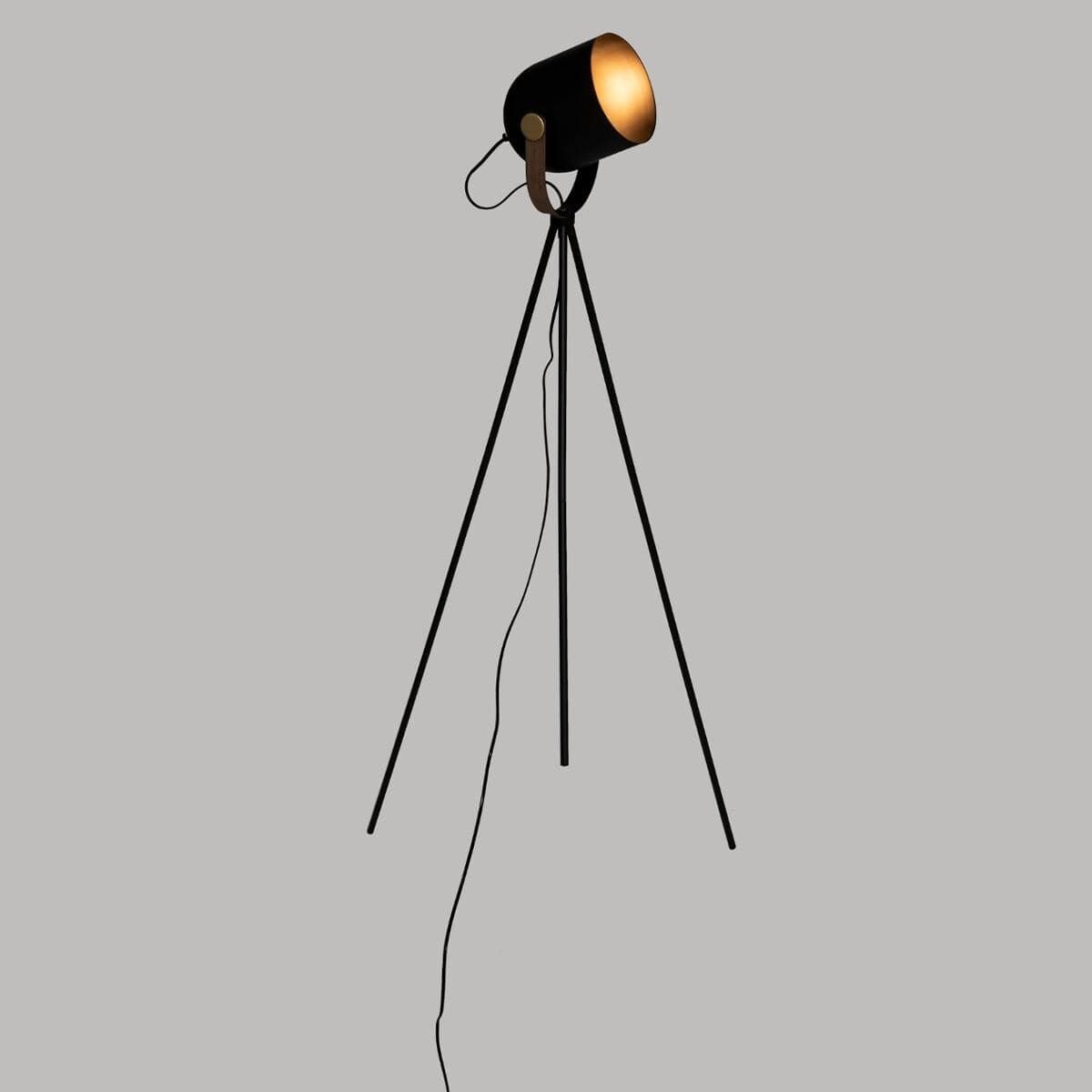Lampadaire trépied métal noir fil invisible - 160 cm - Luminaires