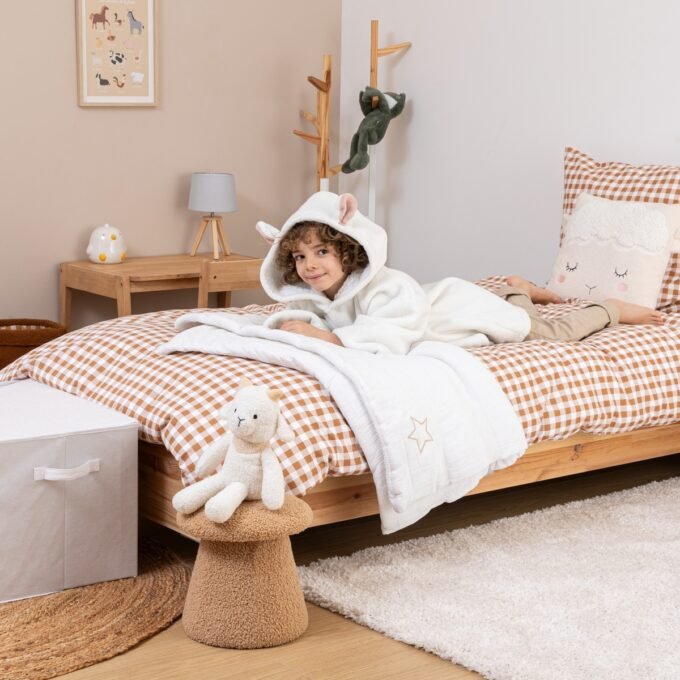 Pouf bouclette enfant "Zopi" Marron, D.27 cm