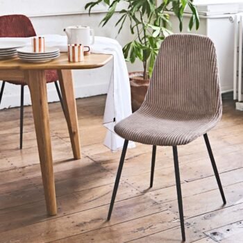 Lot de 2 Chaises Côtelé "Scott" 85cm Taupe