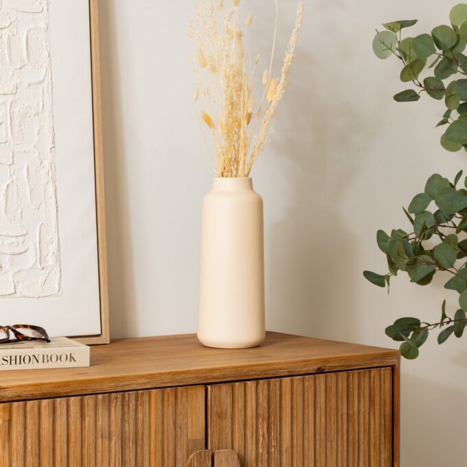 Vase céramique "Rily" Beige, H.30 cm