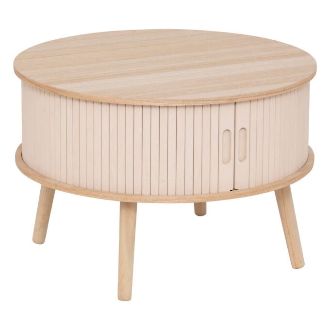 Table basse 2 portes "Nysos" Crème, 60x60x40,7 cm