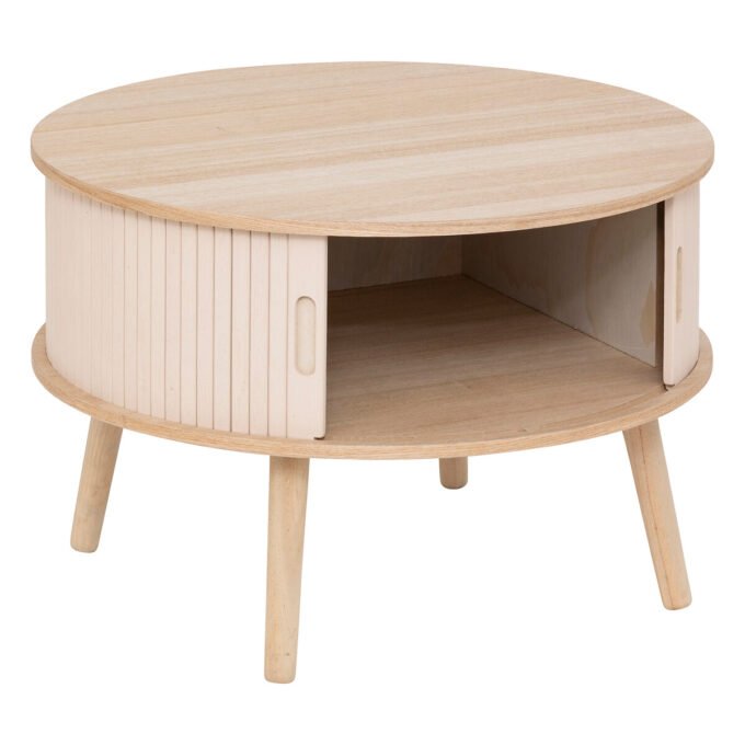 Table basse 2 portes "Nysos" Crème, 60x60x40,7 cm