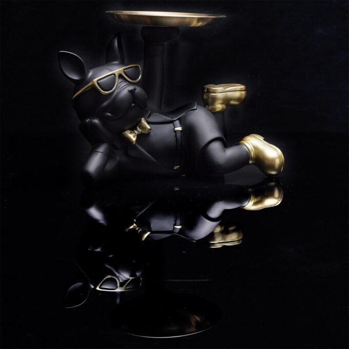 Vide-Poche Statue "Bulldog" 27cm Noir