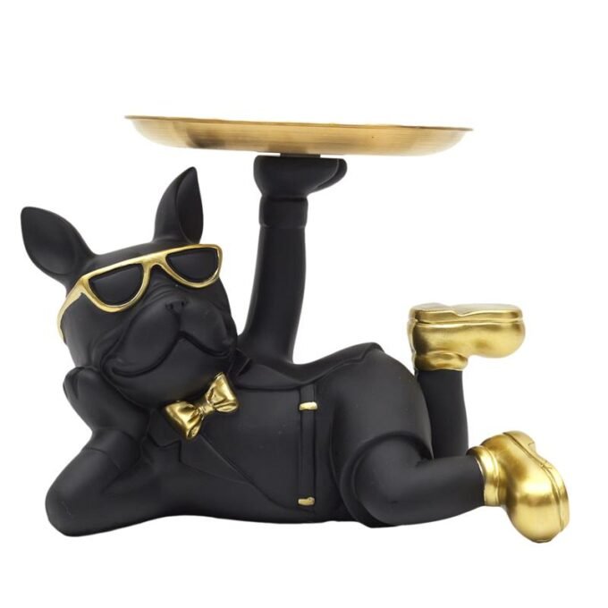 Vide-Poche Statue "Bulldog" 27cm Noir