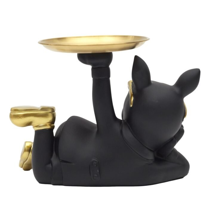 Vide-Poche Statue "Bulldog" 27cm Noir