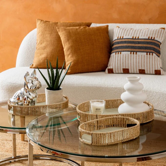 Lot de 3 Plateaux Ovales "Ali" 39cm Naturel