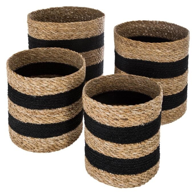 Set de 4 paniers jute Noir