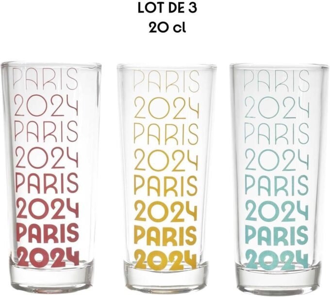 Lot de 3 Verres Tubo Coffret, 20 cl, Produit Officiel sous Licence, Design moderne