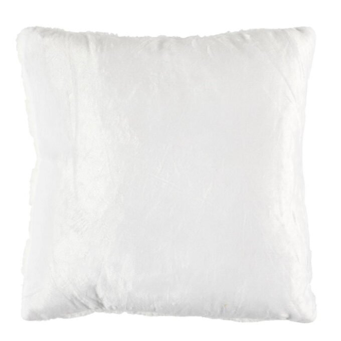 Coussin Déco en Flanelle "Damier" 40x40cm Blanc