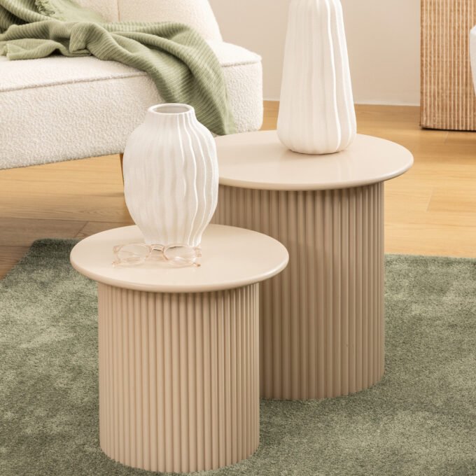 2 tables gigognes "Eino" Beige, 40x40x38 cm