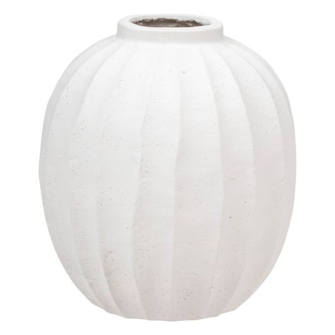 Vase boule "Amia" Céramique, Blanc, H.44,5 cm