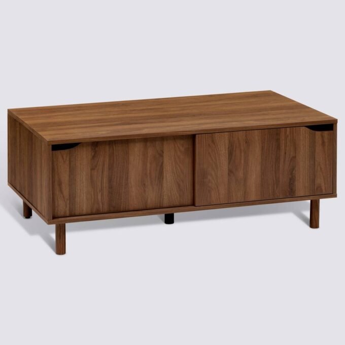 Table basse, 2 portes, Marron Slidy