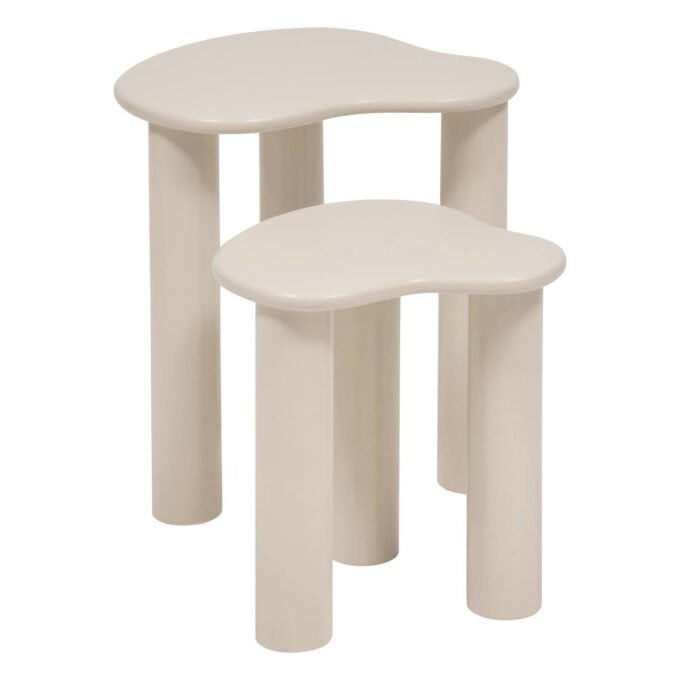 Tables gigognes "Olao" Ivoire, 45x45 cm