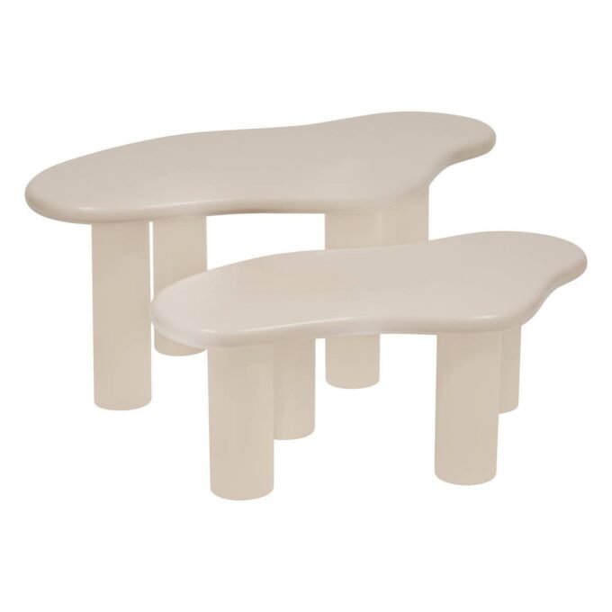 Tables gignognes "Olao" Ivoire, 100x60 cm
