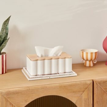 Boîte à mouchoirs "Cherie" L.24 cm, Blanc