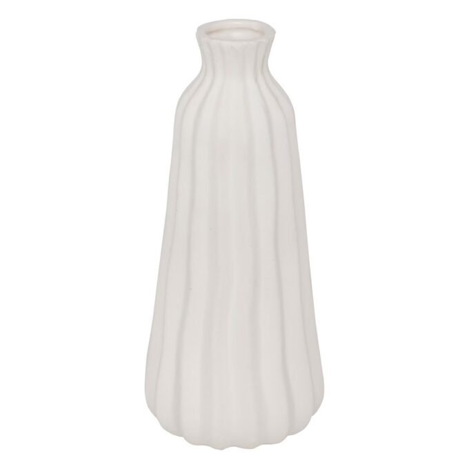 Vase strié "Fernan" Céramique, Blanc, H.30 cm
