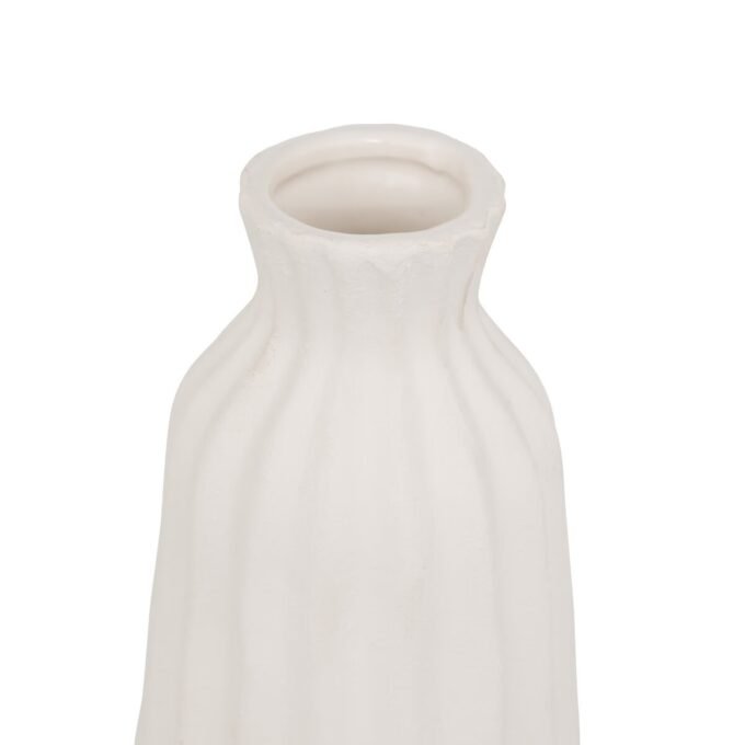 Vase strié "Fernan" Céramique, Blanc, H.30 cm