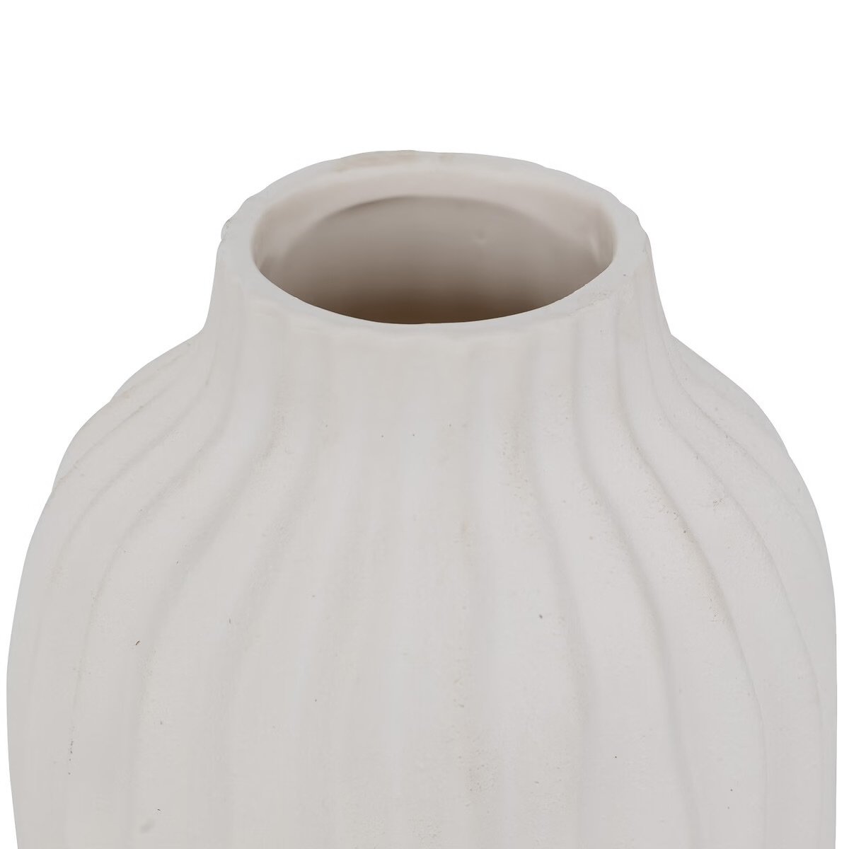 Vase strié "Fernan" Céramique, Blanc, H.22 cm