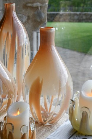 Vase verre peche 20X20X37